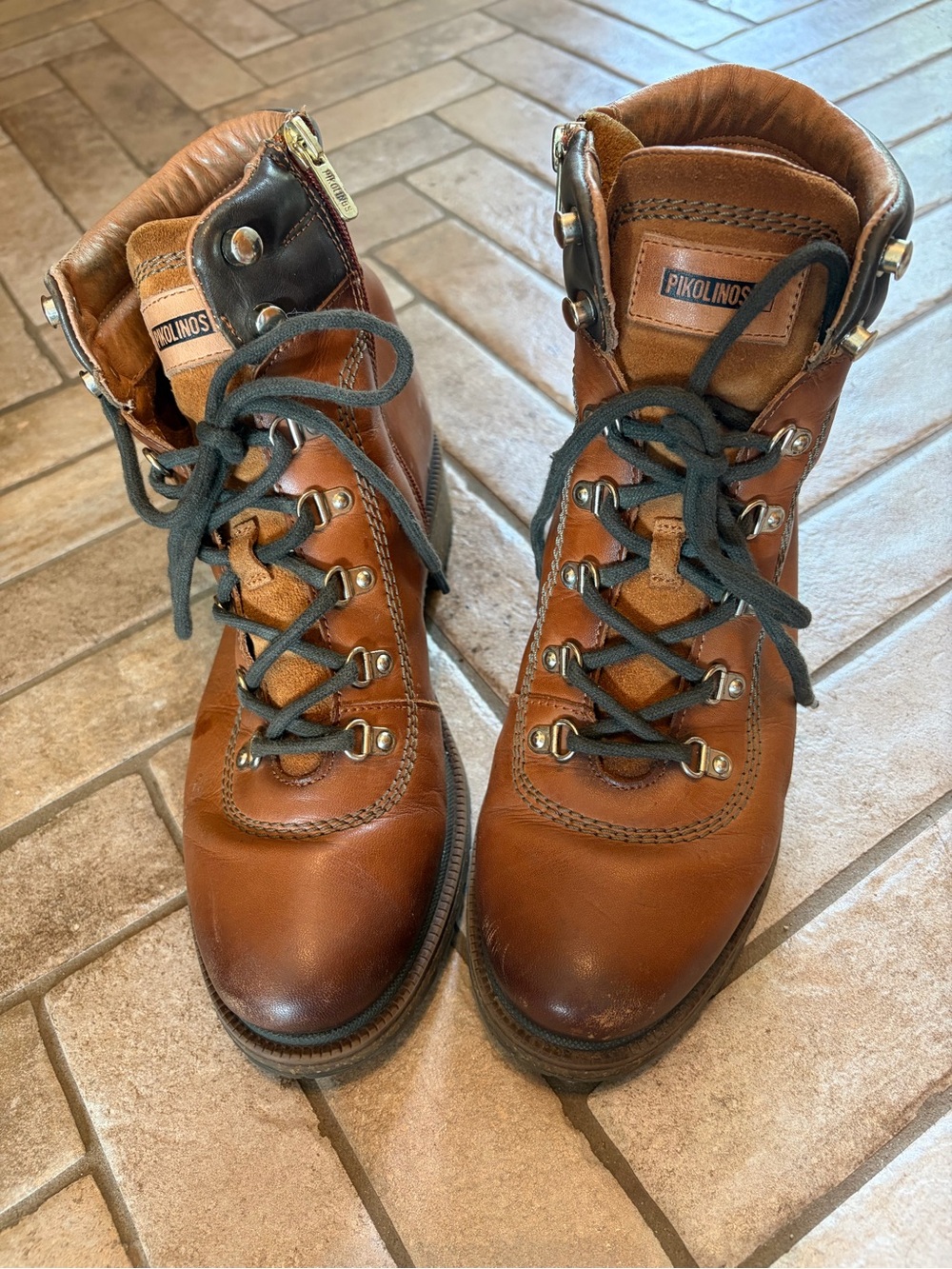 PIKOLINOS Tan Brown Leather Lace-Up Men's Boots